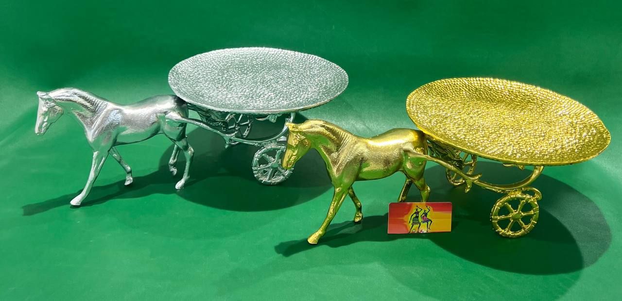 اسب کالسکه شیرینی خوری آلومینیوم چکشی