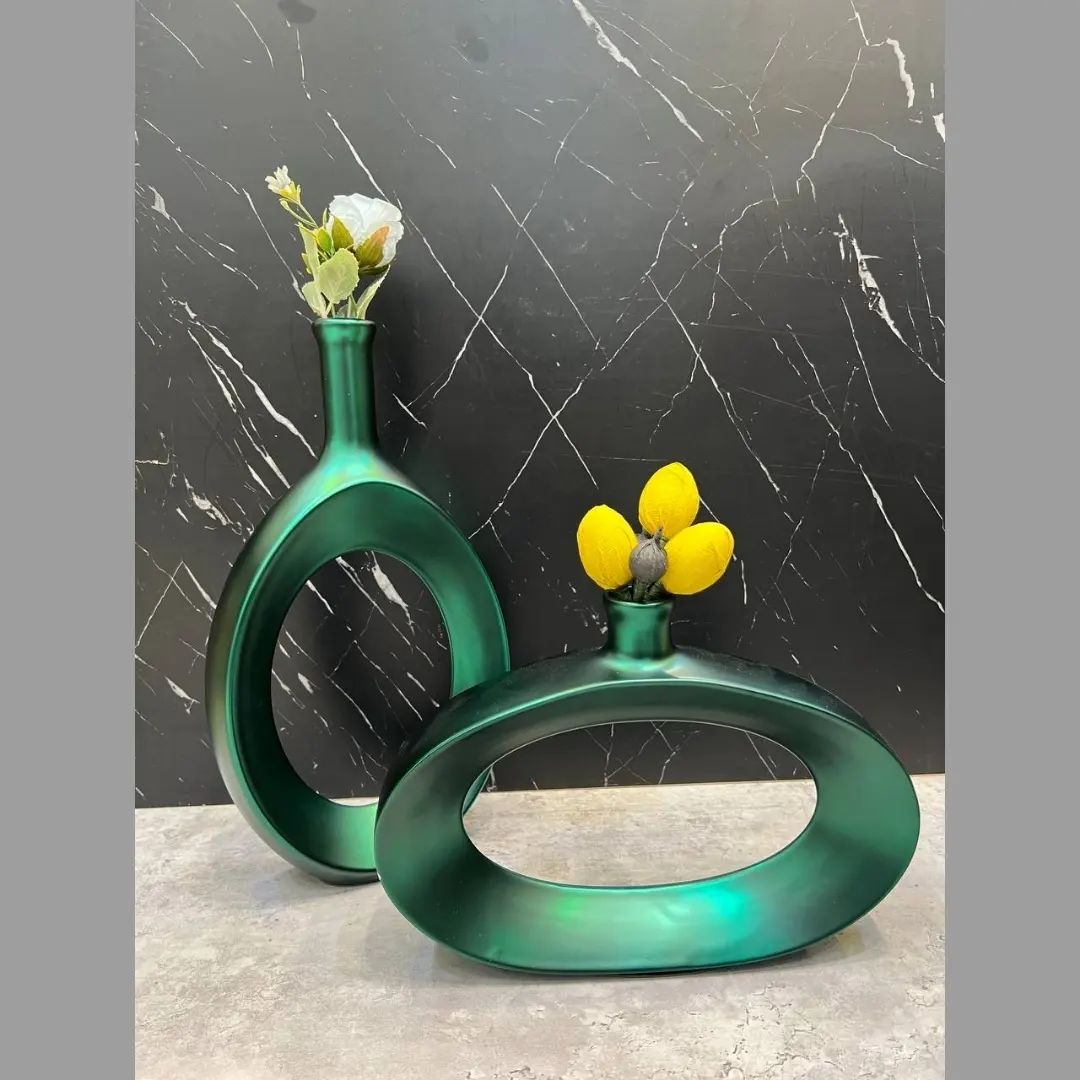 گلدان رونیسا رنگی مات سبز