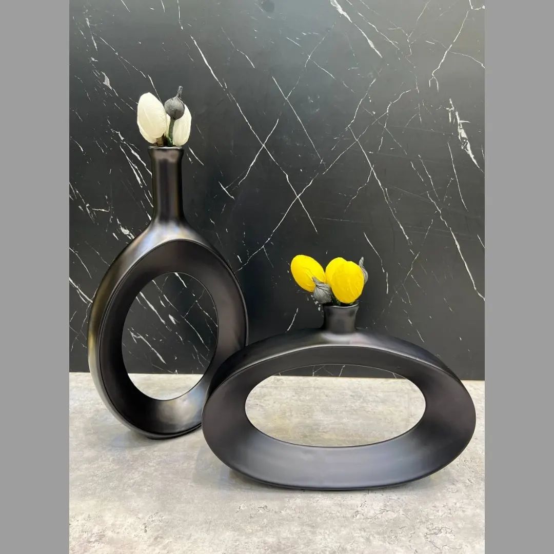 گلدان رونیسا رنگی مات مشکی