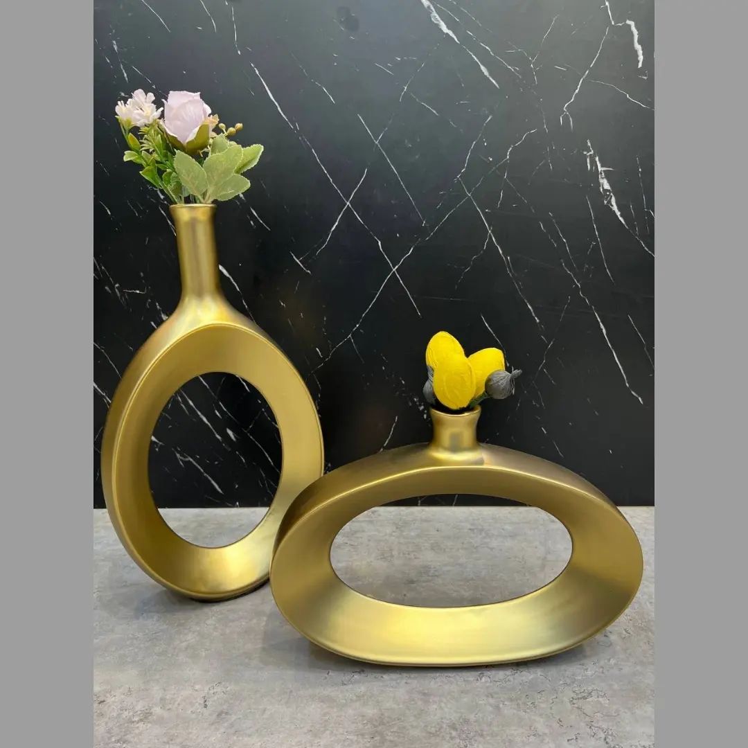 گلدان رونیسا رنگی مات طلایی