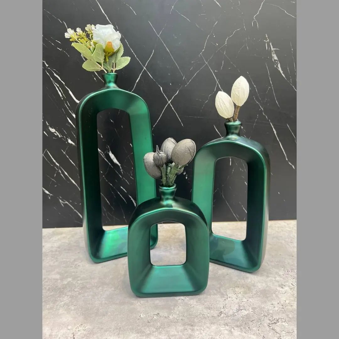 گلدان مینوس رنگی مات سبز