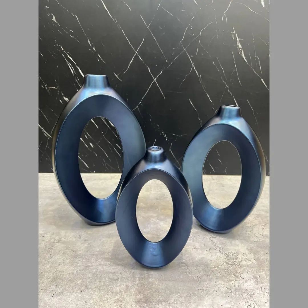 گلدان زئوس رنگی مات آبی