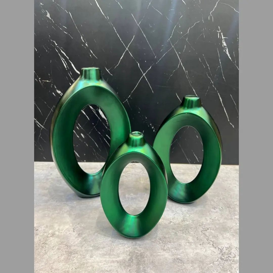 گلدان زئوس رنگی مات سبز