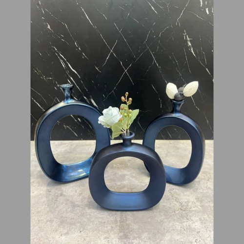 گلدان دنیز رنگی مات آبی