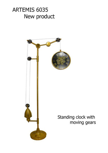 ساعت کنار سالنی مدرن آرتمیس کد ۶۰۳۵ چرخ دنده ای طلایی صفحه مشکی