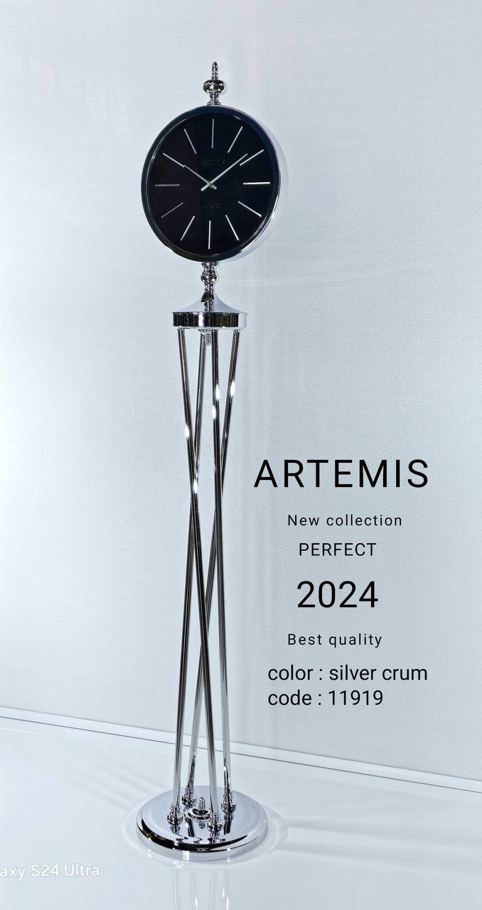 ساعت کنار سالنی آرتمیس کد ۵۰۲۰ سیلور صفحه مشکی