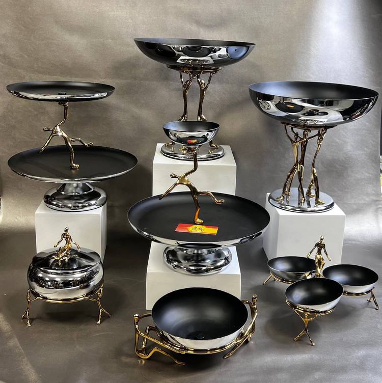 سرویس ۷ تیکه پذیرایی بالرین تمام سیلور جنس آلیاژ برنج و استیل بگیر