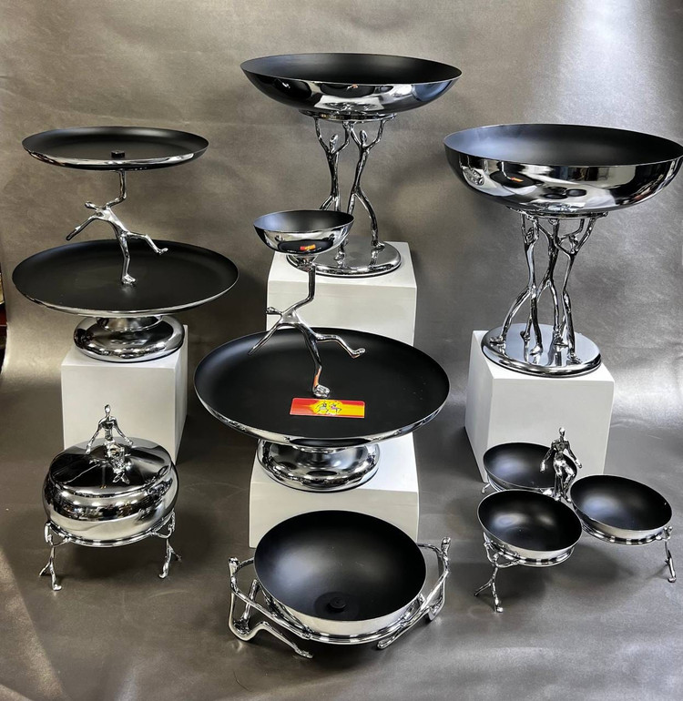 سرویس ۷ تیکه پذیرایی بالرین تمام سیلور جنس آلیاژ برنج و استیل بگیر