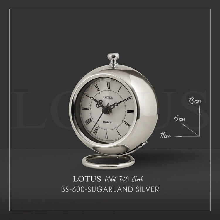 ساعت رومیزی فلزی لوتوس کد ۶۰۰ سیلور