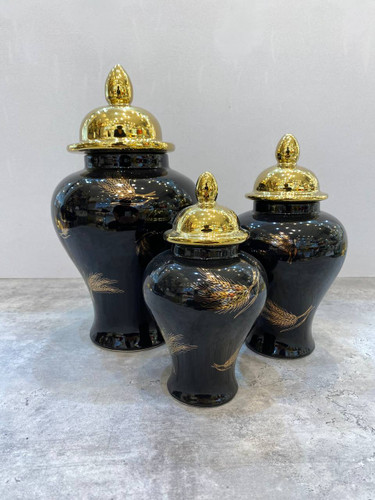 جینجر جار ۳ سایز مدل گندم مشکی طلایی