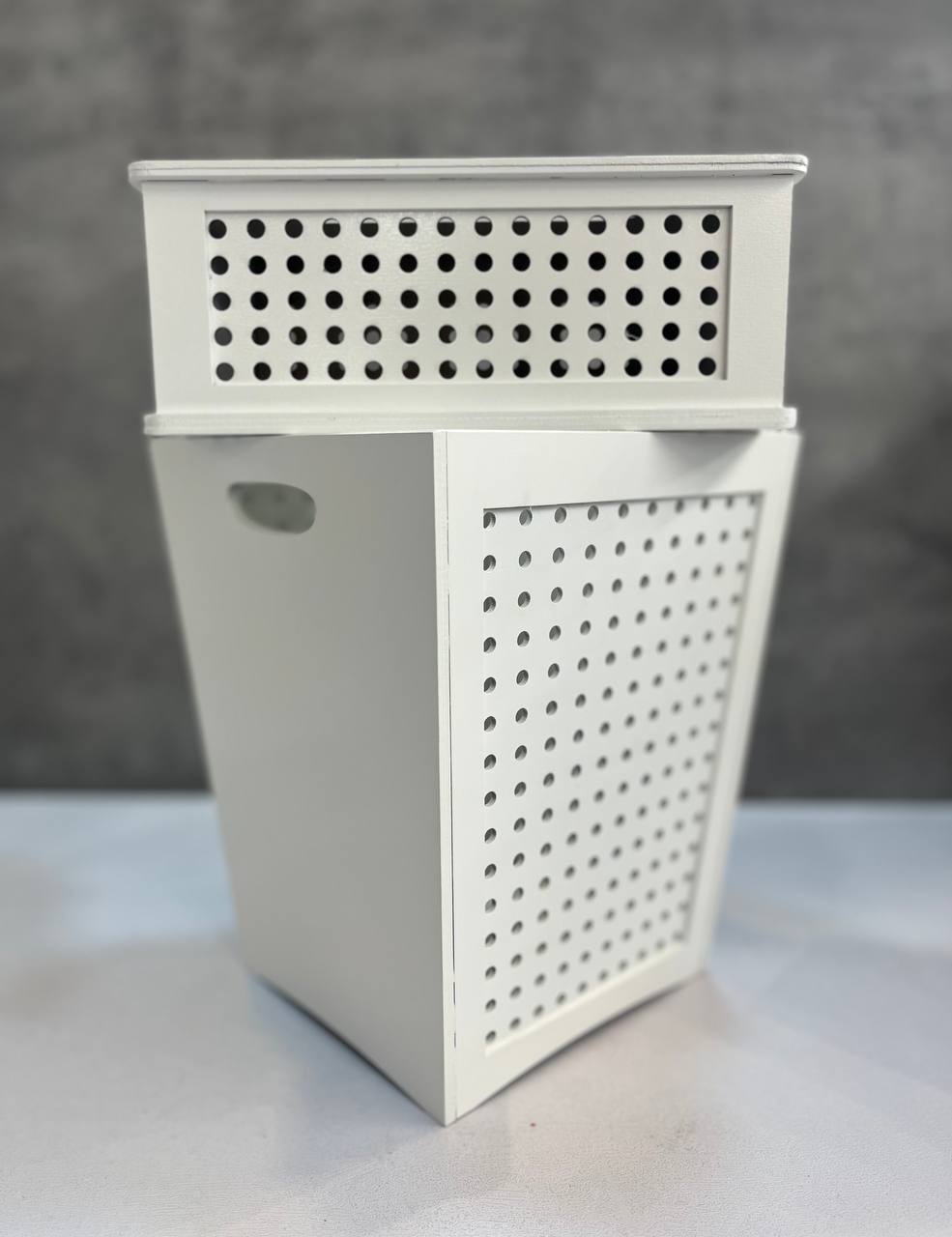 سطل و دستمال چوبی مدل حصیری سفید