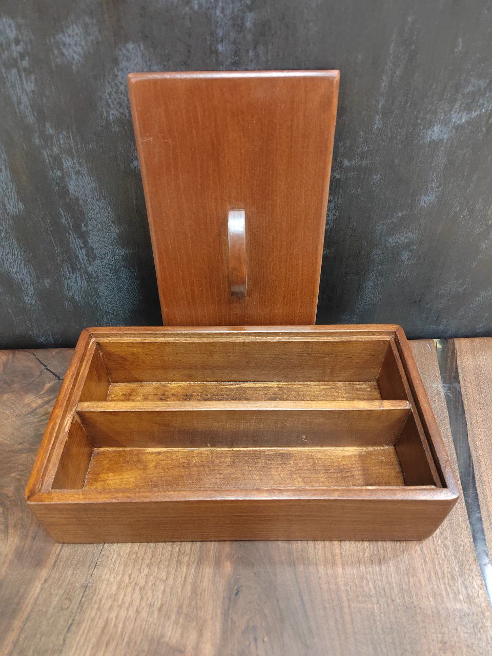 جا قاشق چنگال رومیزی چوب راش ماهگونی