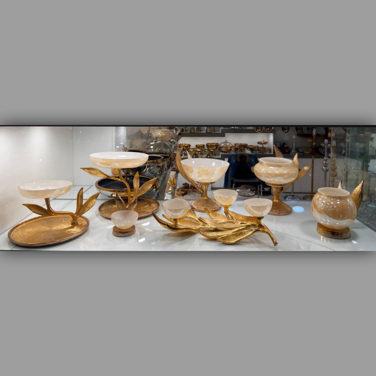 سرویس پذیرایی هفت تکه مدل سانسوریا بلور طلایی