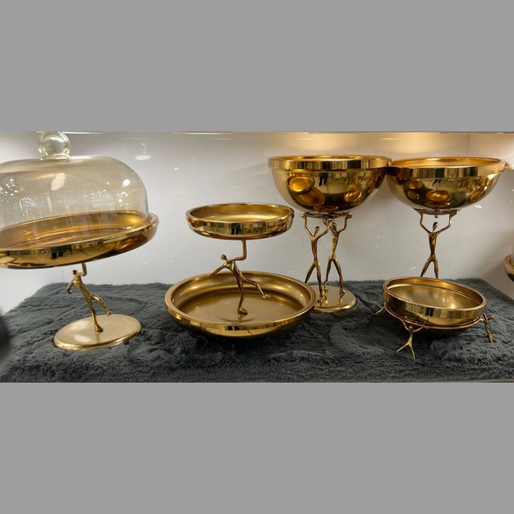 سرویس پذیرایی پنج تکه مدل بالرین فلزی آبکاری طلایی